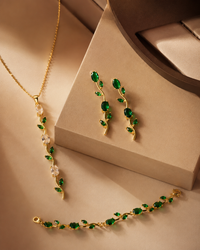 Anti Tarnish Vine Pendant, Bracelet & Earrings Combo Set
