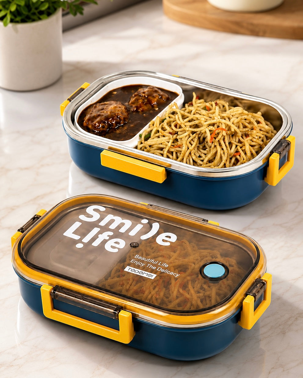 Leakproof Stainless Steel Lunch Box with Divider for Office & School