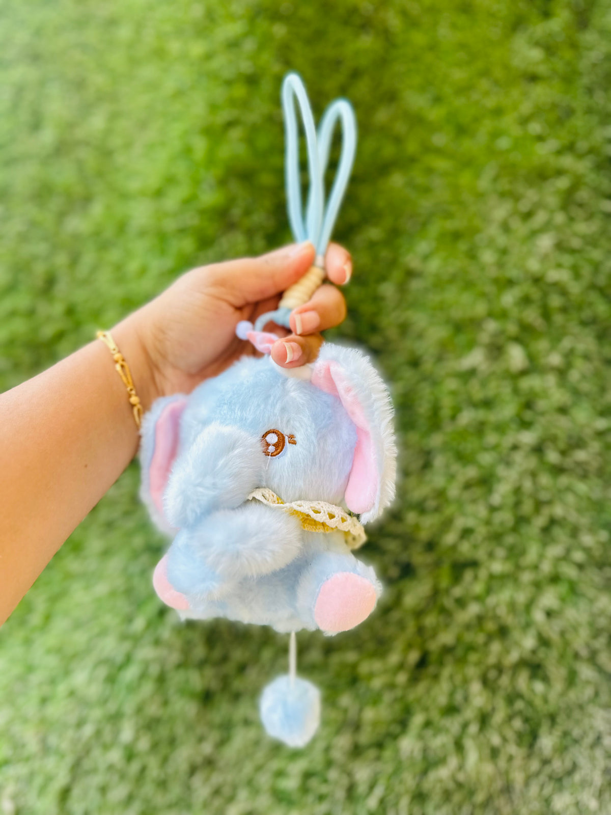 Cute Elephant Plush Keychain | Soft Blue Elephant Bag Charm with Hanging Loop for Kids, Girls & Gifting