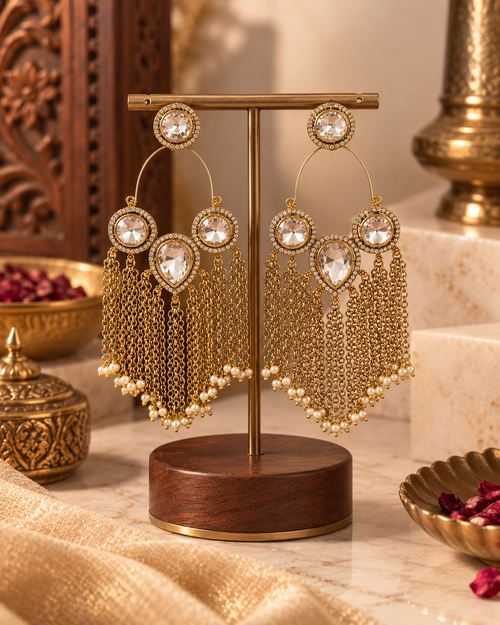 Festive Indian Earrings for Women, Lightweight Heavy-Look Statement Earrings, Unique Ethnic Jewellery for Karwa Chauth, Diwali, Wedding & Functions
