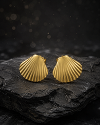 Anti Tarnish Gold Seashell Stud Earrings | Waterproof Statement Studs