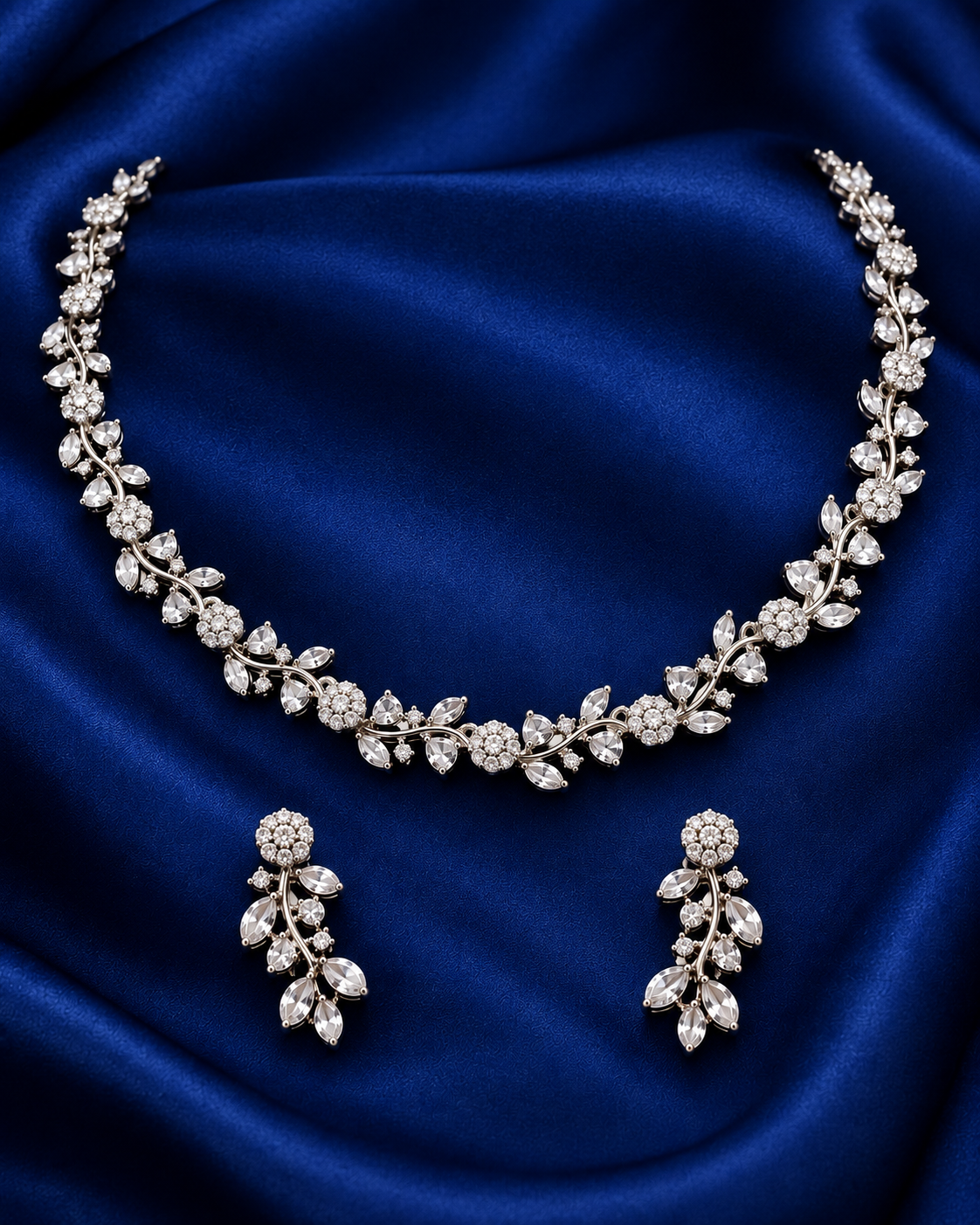 AD Necklace Set for Women, Premium Indian Heavy Look Necklace with Matching Earrings, Festive Wedding Jewellery for Karwa Chauth, Diwali, Wedding & Parties