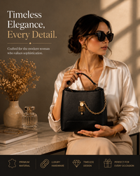 Pearl Chain Handheld Bag for Women with Sling Strap & 3 Compartments | Premium Structured Handbag