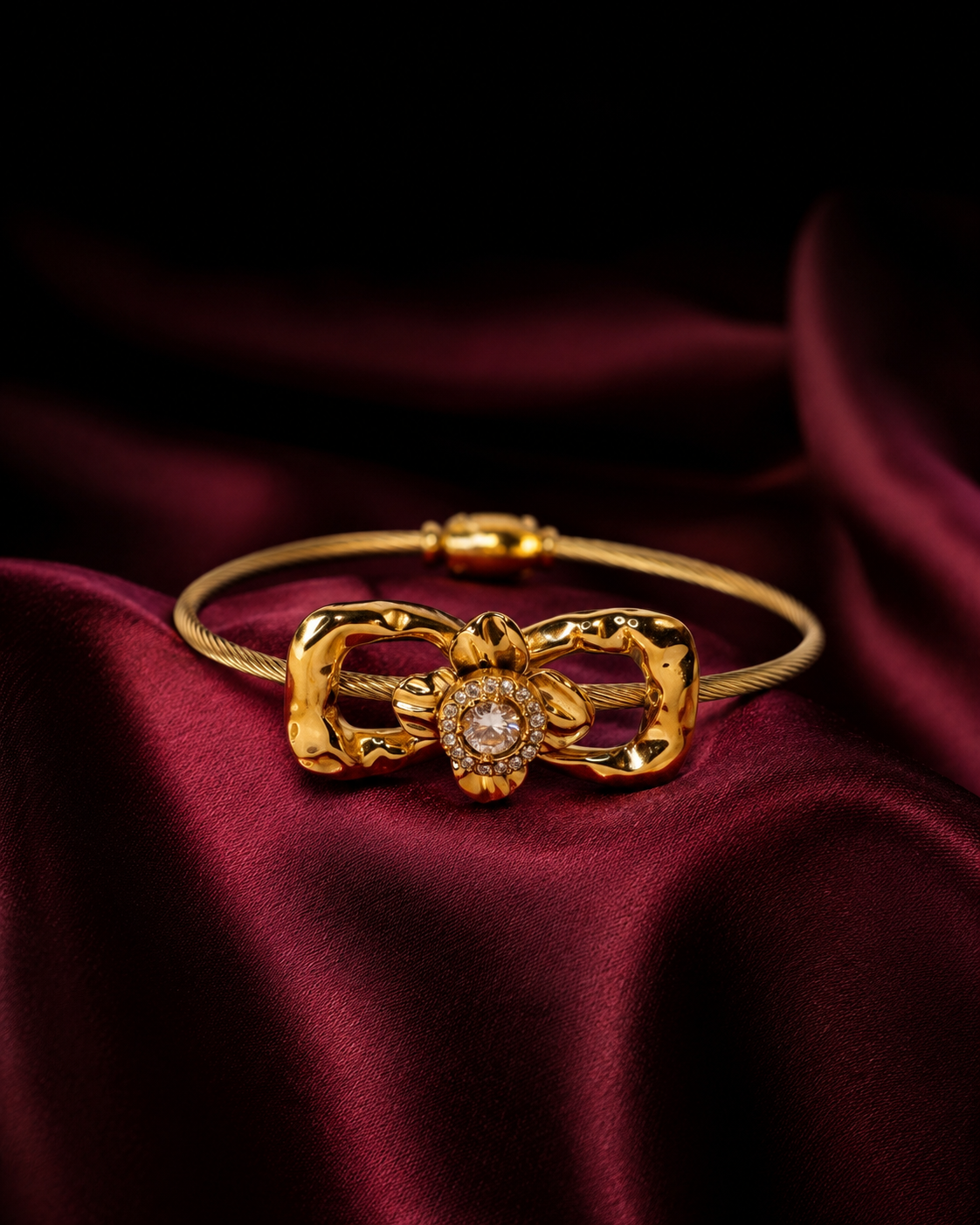 Anti Tarnish Gold Bracelet for Women | Elegant Bow & Crystal Bracelet | Stylish Statement Jewellery | Luxury-Inspired Bracelet for Everyday, Party & Festive Wear