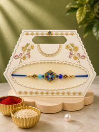 Rakhi for Brother Premium Designer Floral Meenakari Rakhi | Handmade Fancy Thread Rakhi with Enamel Flower Design | 3 Colour Variants | Jugnu Store