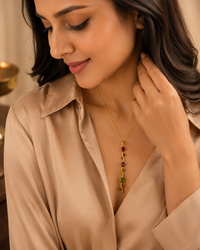 Anti Tarnish Multicolor Vine Pendant Necklace for Women | Gold Plated