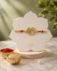 Premium Designer AD Rakhi for Brother | American Diamond Rakhi with Religious & Floral Motifs | Handmade Luxury Raksha Bandhan Rakhi Gift for Bhai | Jugnu Store