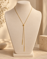 Long Tassel Necklace for Women | Gold-Tone Lariat Necklace | Minimalist Statement Jewellery