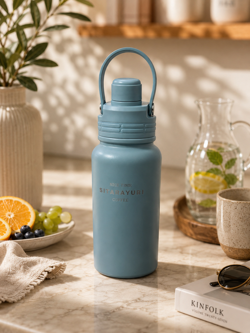 800ml Stainless Steel Water Bottle with Straw & Leakproof Lid