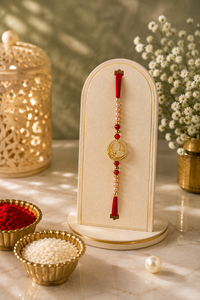 Premium Designer AD Rakhi for Brother | American Diamond Rakhi with Religious & Floral Motifs | Handmade Luxury Raksha Bandhan Rakhi Gift for Bhai | Jugnu Store