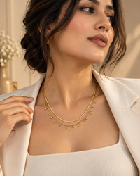 Anti-Tarnish Fly Charm Layered Necklace for Women | Gold-Tone Double Layer Statement Jewellery