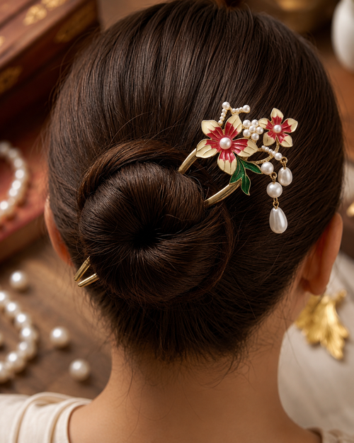 Floral Pearl Juda Hair Stick Pin