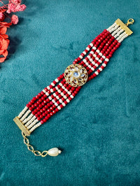 Premium Bracelet Rakhi for Sisters & Bhabhi | Kundan Beaded Bracelet Rakhi | Adjustable Designer Rakhi | 4 Color Variants