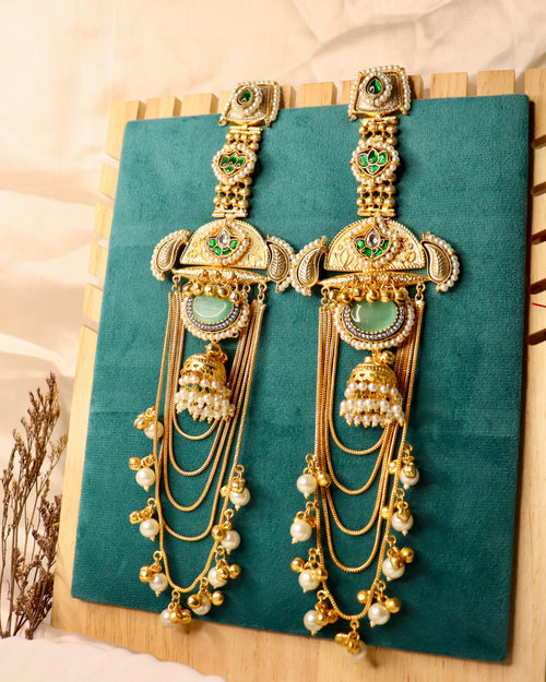 South Indian Long Pearl Jhumka Earrings | Temple Bridal Jewellery