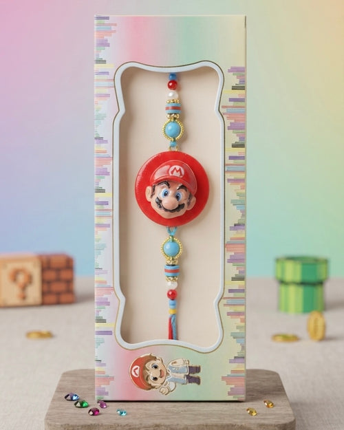Kids Mario Rakhi | Cartoon Rakhi for Kids | Super Mario Character Rakhi with Premium Gift Box | Raksha Bandhan Special