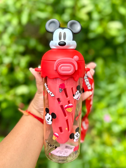 550ml Disney Mickey Mouse Premium Plastic Water Bottle with Strap