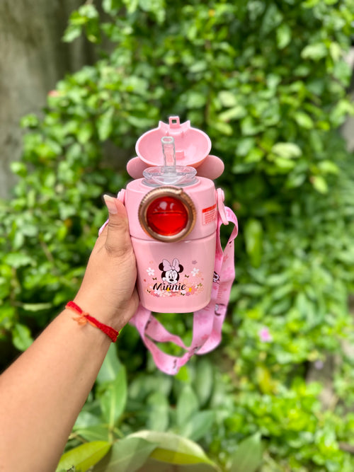 320ml Disney Minnie Stainless Steel Leakproof Water Bottle with Strap