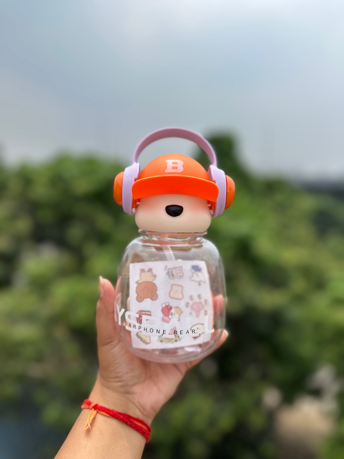 500ml Cute Bear Water Bottle with Strap & Fun Stickers – BPA Free