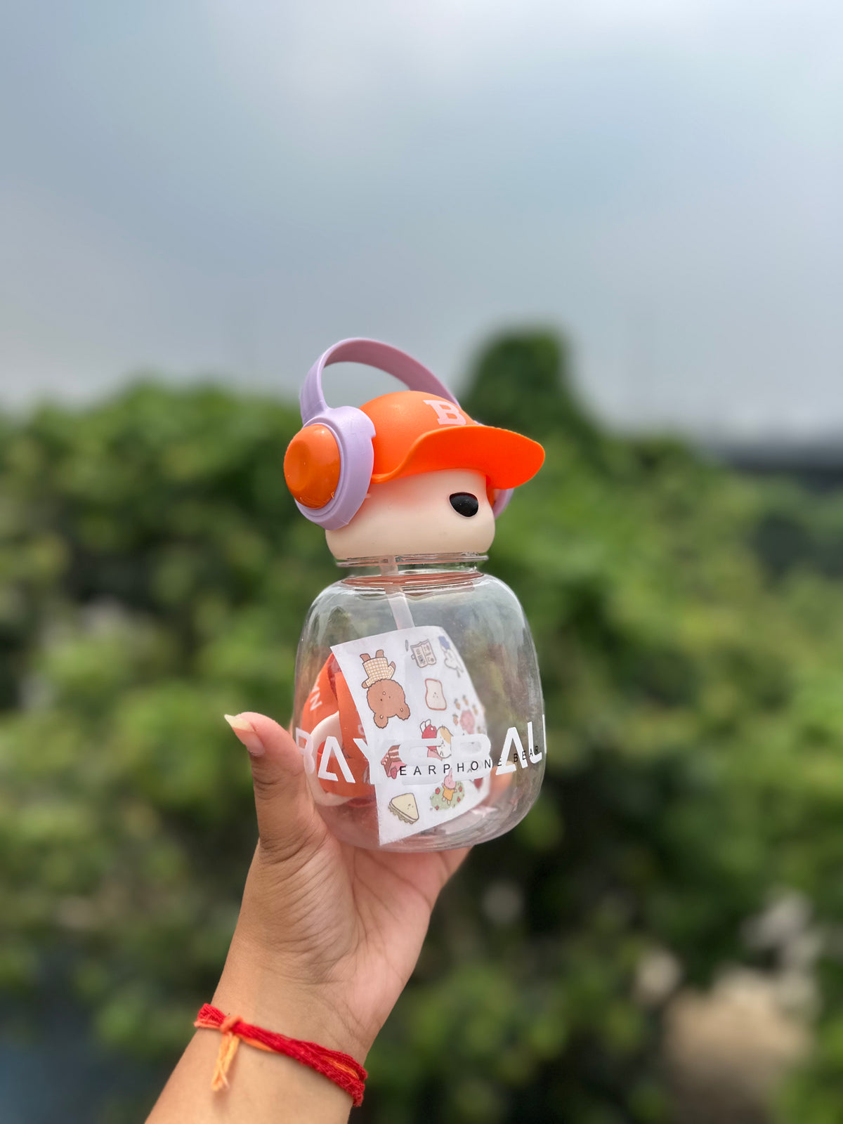 500ml Cute Bear Water Bottle with Strap & Fun Stickers – BPA Free