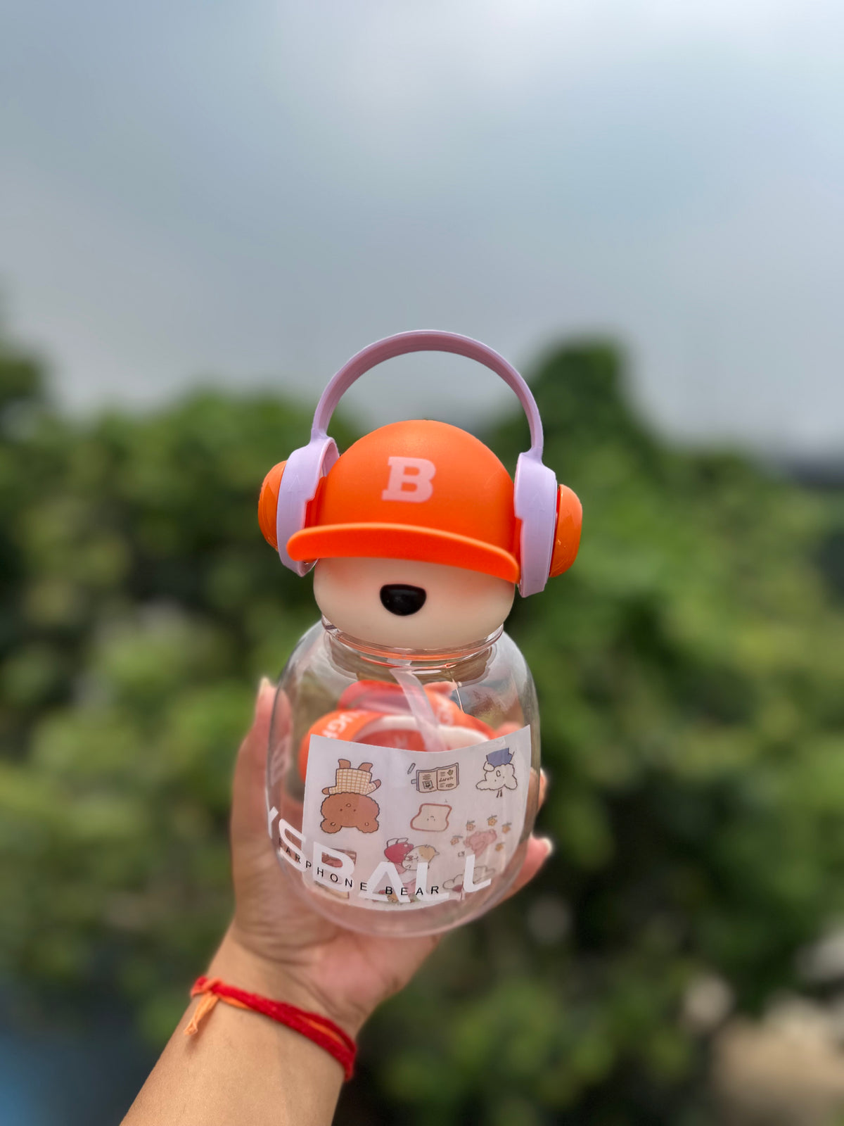 500ml Cute Bear Water Bottle with Strap & Fun Stickers – BPA Free