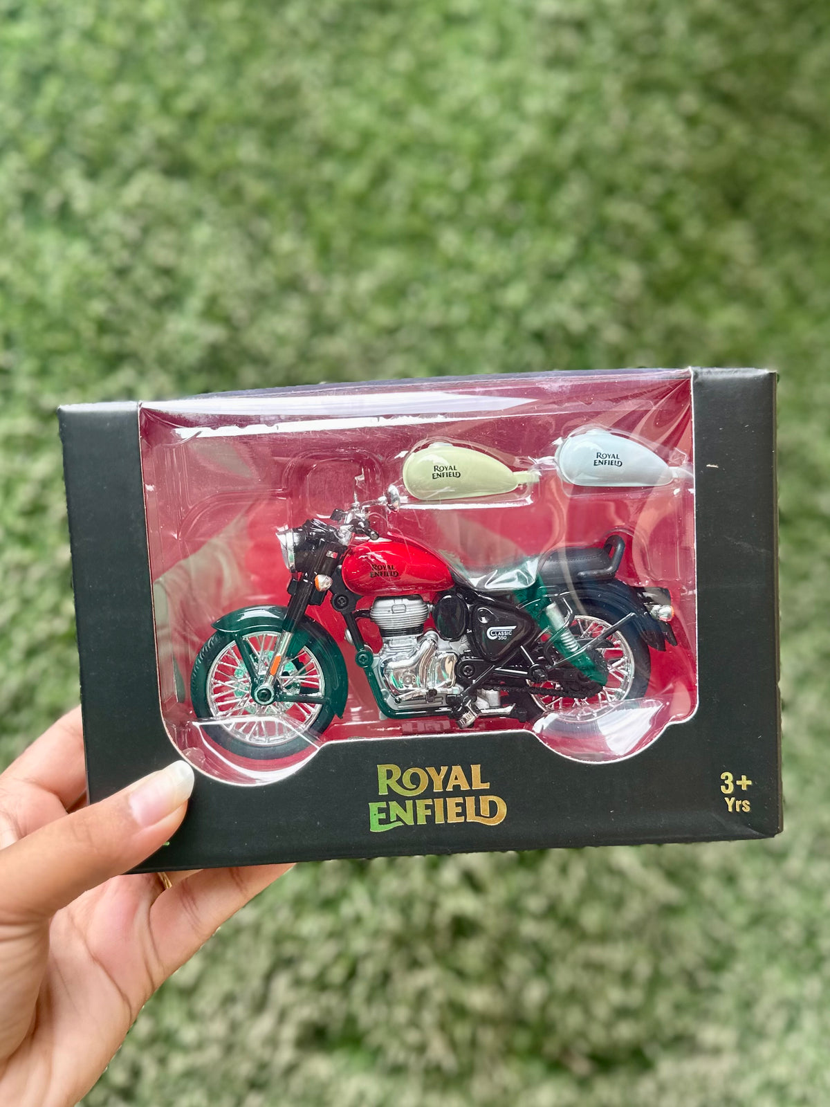 JUGNU STORE Rakhi Gift Hamper for Brother | Premium Handmade Cotton Basket with Royal Enfield Bike Model, Mini Perfume Set, Ferrero Rocher, Maza, Nachos, Choco Sticks, Keychain | Ready-to-Gift Raksha Bandhan Gift Combo for Men