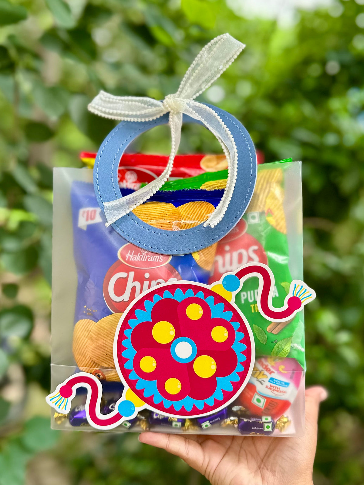 Mini Raksha Bandhan Treats Hamper | Rakhi Gift Hamper with Snacks, Chocolates & Kinder Joy | Ready-to-Gift Festive Hamper