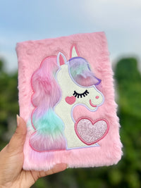 Cute Unicorn Plush Ruled Diary Notebook | Soft Furry Journal