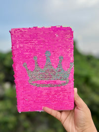 Reversible Sequin Crown Ruled Diary Notebook | Glitter Journal