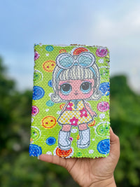 Cute Sequin Doll Ruled Diary Notebook | Glitter Journal for Kids