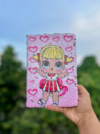 Cute Sequin Doll Ruled Diary Notebook | Glitter Journal for Kids