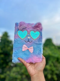 Cute Plush Cat Faux Fur Diary with Ruled Pages | Kawaii Notebook
