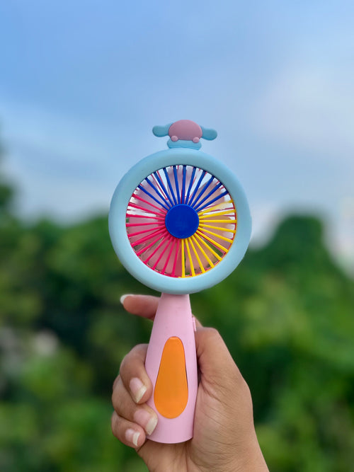 Rechargeable Mini Hand Fan with LED Light & USB Charging Cable
