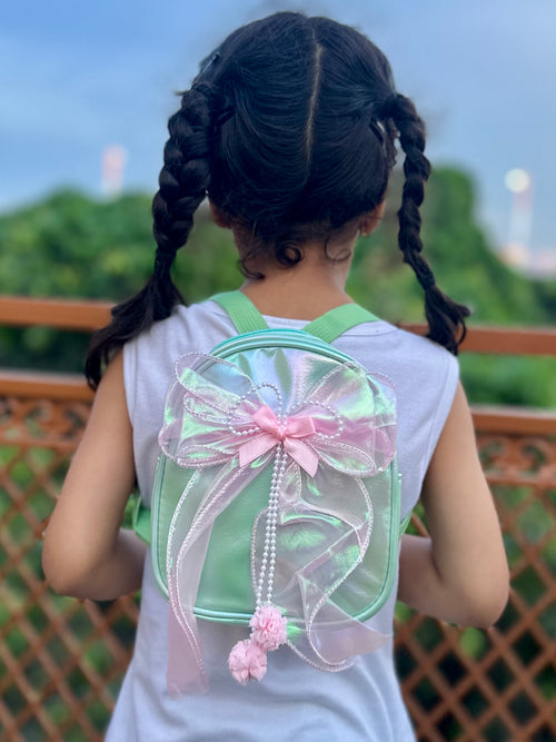Kids Bow Mini Backpack | Cute Holographic School & Travel Bag