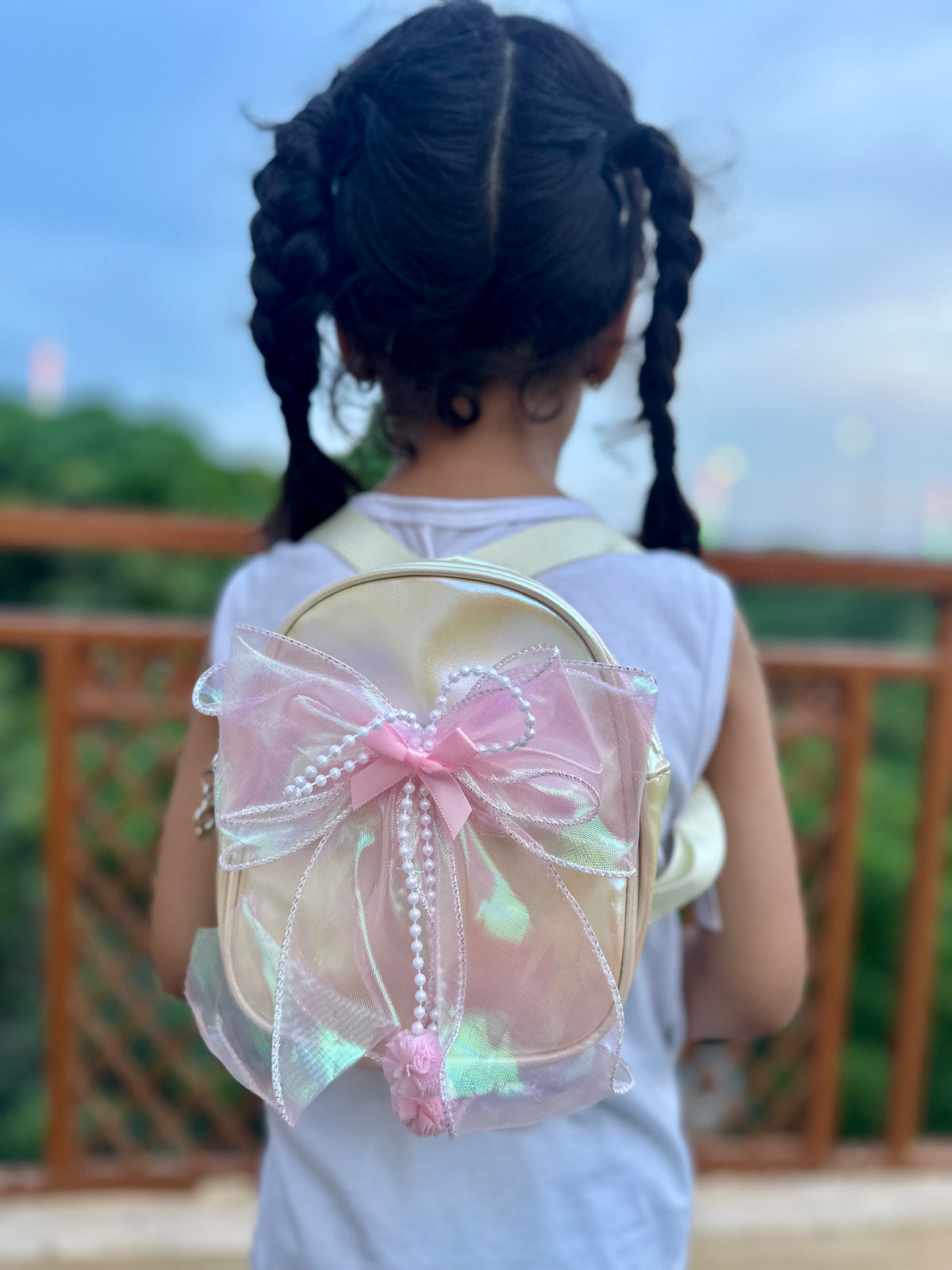 Kids Bow Mini Backpack | Cute Holographic School & Travel Bag