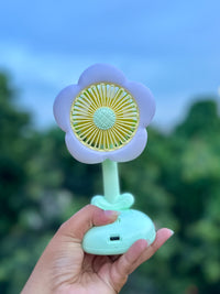 Rechargeable Flower Table Fan with LED Lamp | USB Desk Fan & Night Light