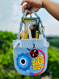 JUGNU STORE Rakhi Gift Hamper for Brother | Premium Handmade Cotton Basket with Sports Car Toy, Mini Perfume Set, Ferrero Rocher, Maza, Nachos, Choco Sticks & Keychain | Ready-to-Gift Raksha Bandhan Gift Combo for Men