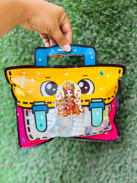 Navratri Kanjak Gift Hamper for Girls, Kids Art and Craft Stationery Set with Hair Accessories, Crayons, Water Colours, Namkeen and Treats, Pack of 12
