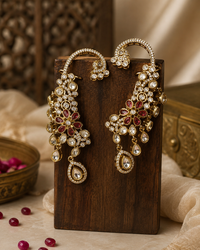 Gold Plated Floral Zircon Ear Cuff Earrings for Women