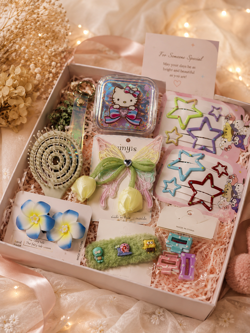 Pastel Kawaii Gift Hamper for Girls | Cute Hair Accessories & Self-Care Gift Box