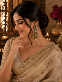 Zircon Polki Chandbali Earrings for Women | Wedding & Festive