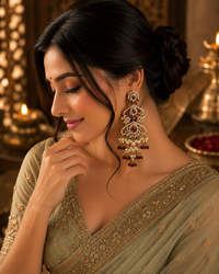 Reverse AD Pearl Chandbali Earrings for Women | Festive Wear