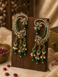 Premium Zircon Polki Ear Cuffs for Women | Festive & Wedding
