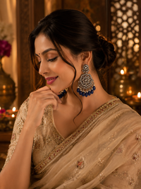 Kundan Polki Earrings for Women | Oxidised Ethnic Jewellery