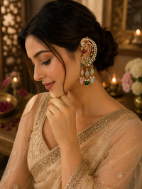 Premium Zircon Polki Ear Cuffs for Women | Festive & Wedding