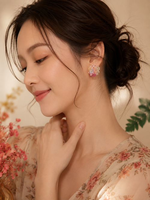 Pastel Blossom Handmade Beaded Earrings