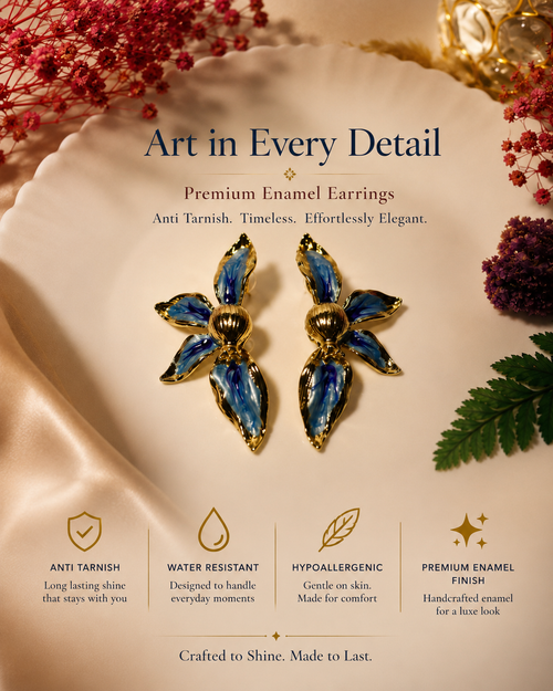 Azure Bloom Enamel Earrings