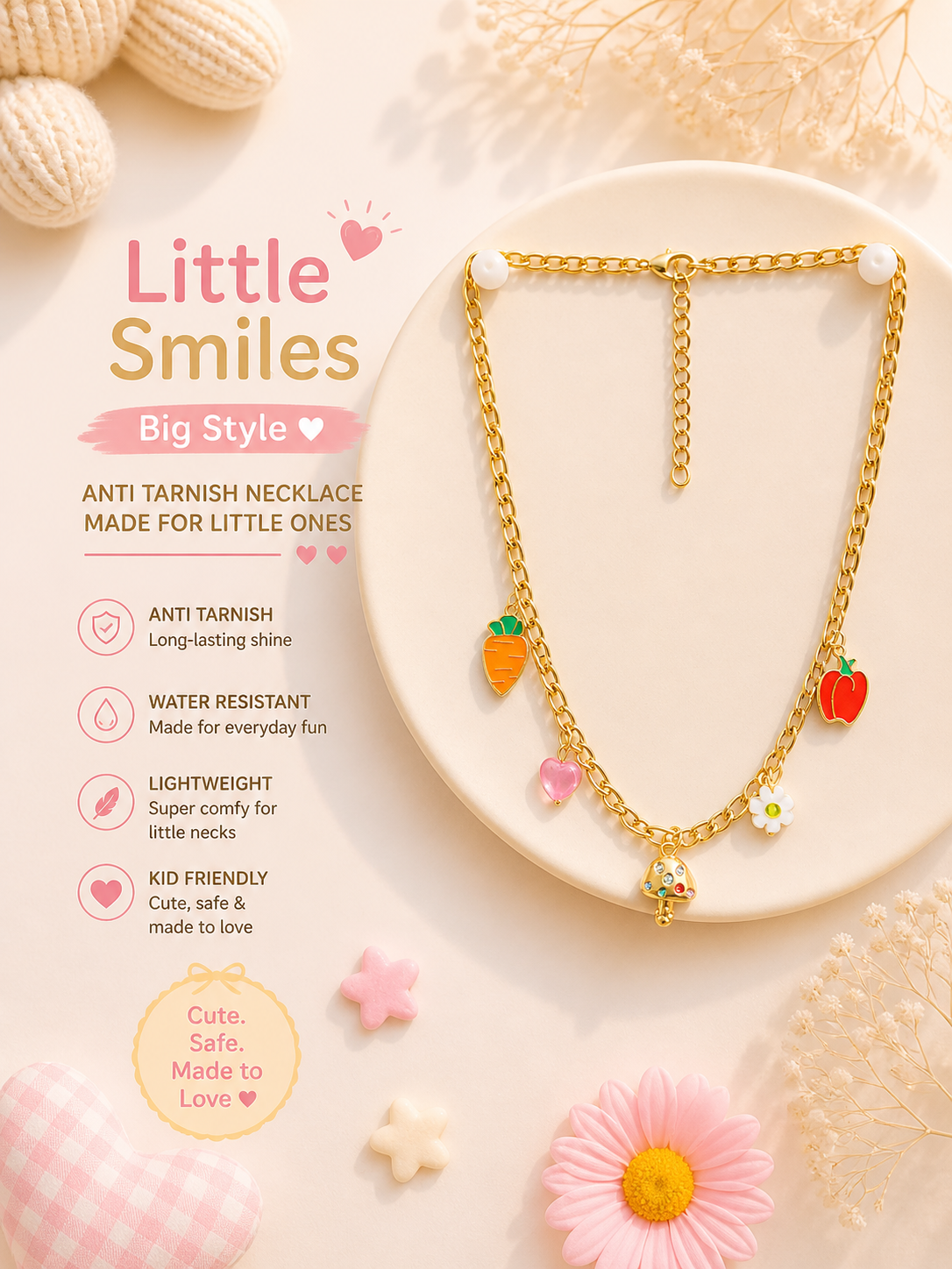 Little Smiles Big Style Mushroom Charm Necklace