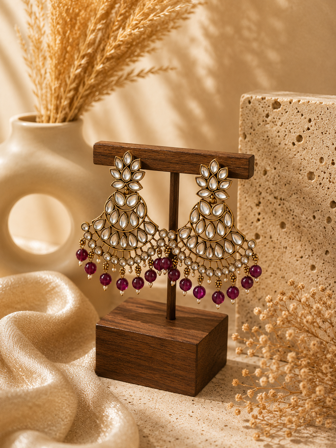Polki Chandbali Earrings for Women | Festive Wedding Jewellery