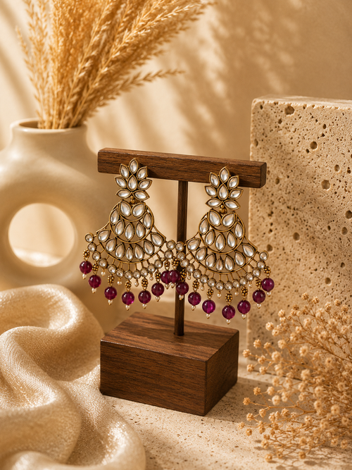 Polki Chandbali Earrings for Women | Festive Wedding Jewellery