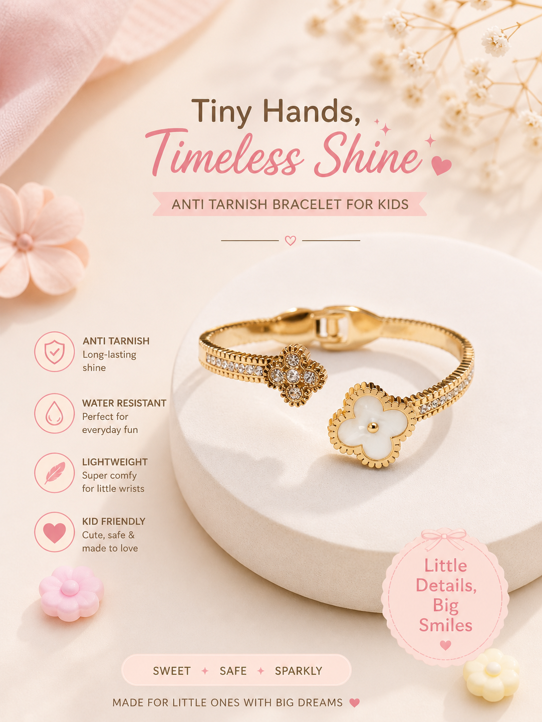 Tiny Hands Timeless Shine Clover Bracelet